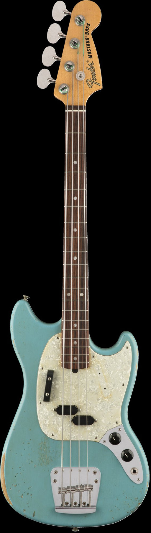 Fender Justin Meldal-Johnsen Road Worn Mustang Bass - Faded Daphne Blue with Bag