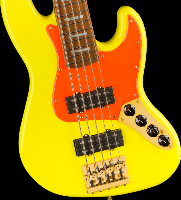 Fender MonoNeon Jazz Bass V Maple Fingerboard Neon Yellow With Gig Bag