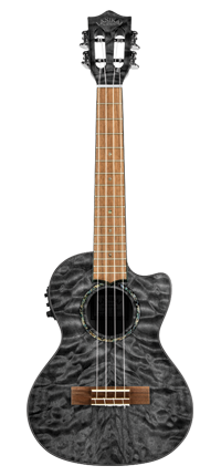 Lanikai QM-BKCET Quilted Maple Black Stain Tenor with Kula Preamp Acoustic Electric Ukulele