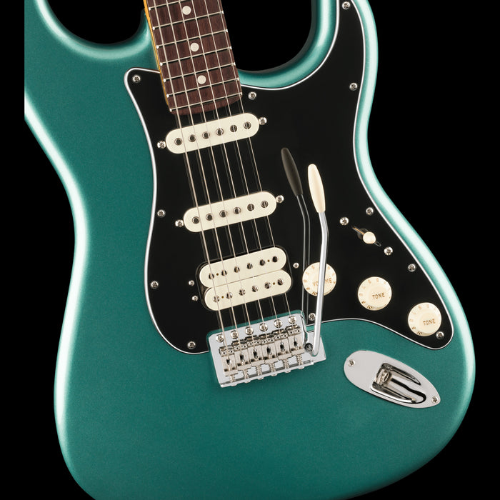 Fender American Professional Classic Stratocaster HSS Rosewood Fingerboard Faded Sherwood Green Metallic Front Body Detail