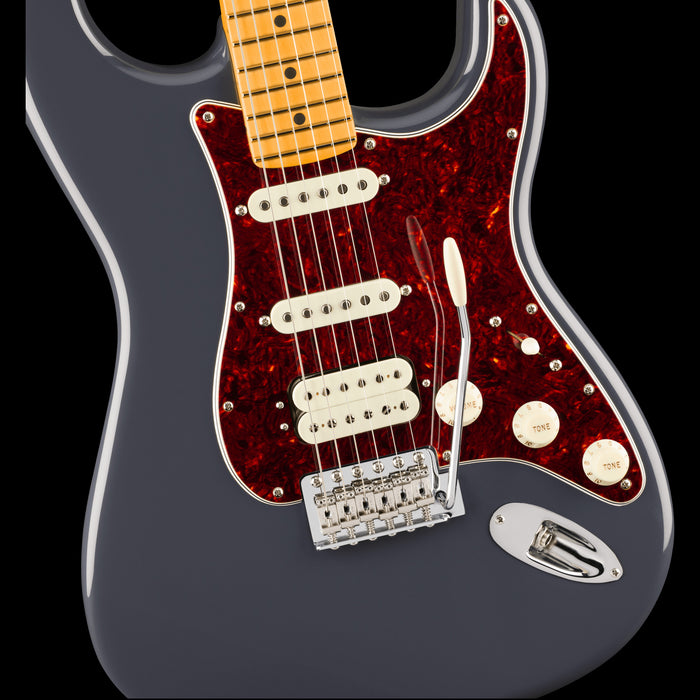 Fender American Professional Classic Stratocaster HSS Maple Fingerboard Faded Black Front Body Detail
