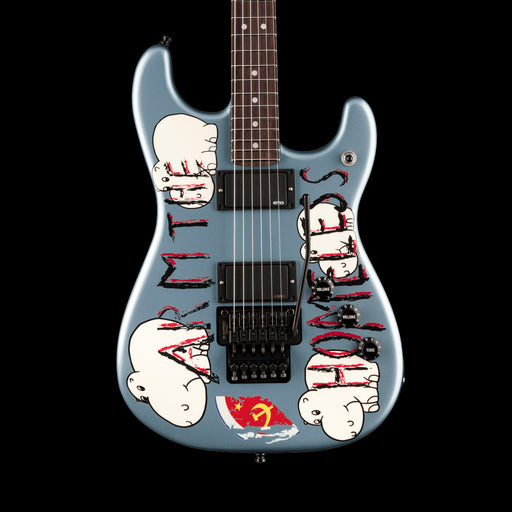 Fender Tom Morello "Arm The Homeless" Blue Ice Metallic Front Crop