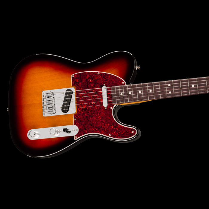 Fender 75th Anniversary Player II Baritone Telecaster 3-Color Sunburst Closeup Body Right 