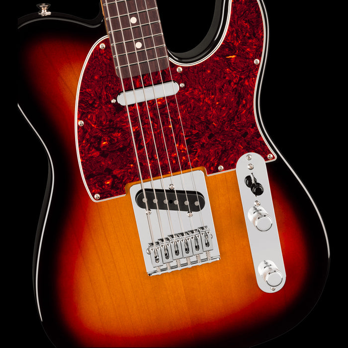Fender 75th Anniversary Player II Baritone Telecaster 3-Color Sunburst Front Body Detail 