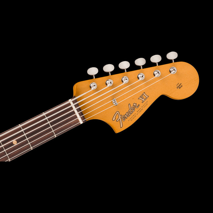 Fender Vintera III Early '60s Bass VI Olympic White Headstock Front 