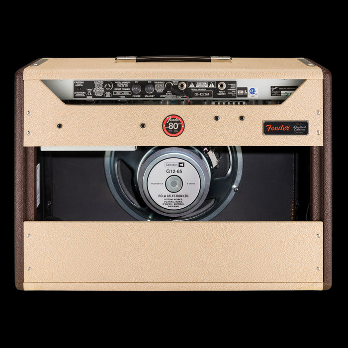 Fender Limited Edition '65 Deluxe Reverb Two-Tone Vanilla Cocoa with Celestion G12-65 Guitar Amp Combo Back