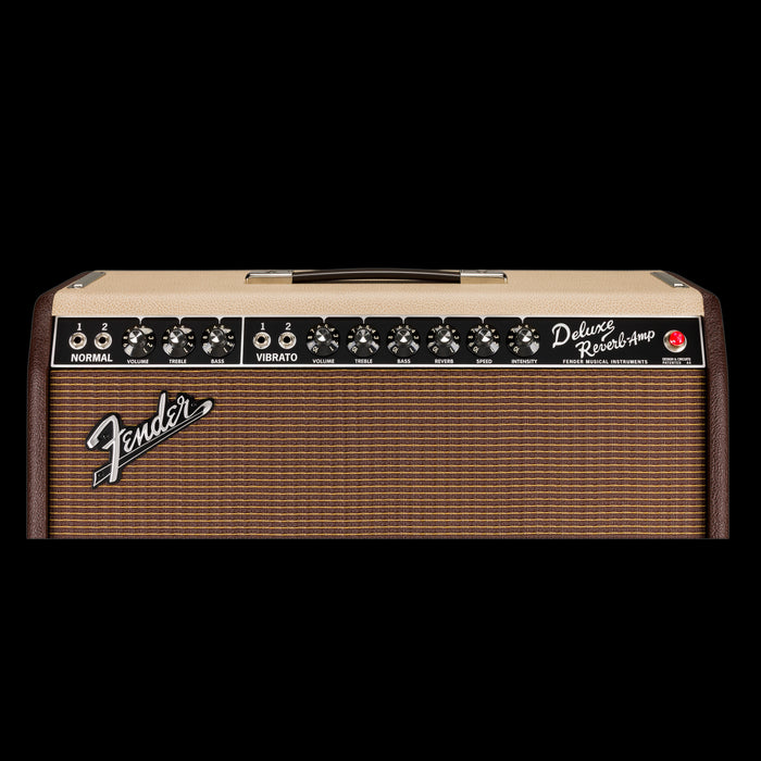 Fender Limited  Edition '65 Deluxe Reverb Two-Tone Vanilla Cocoa with Celestion G12-65 Guitar Amp Combo Control Panel