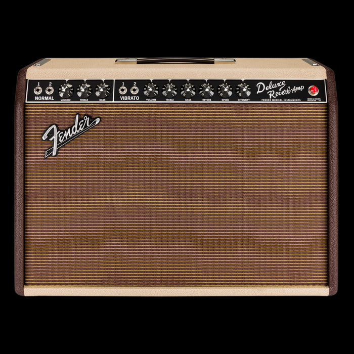 Fender Limited Edition '65 Deluxe Reverb Two-Tone Vanilla Cocoa with Celestion G12-65 Guitar Amp Combo Front 