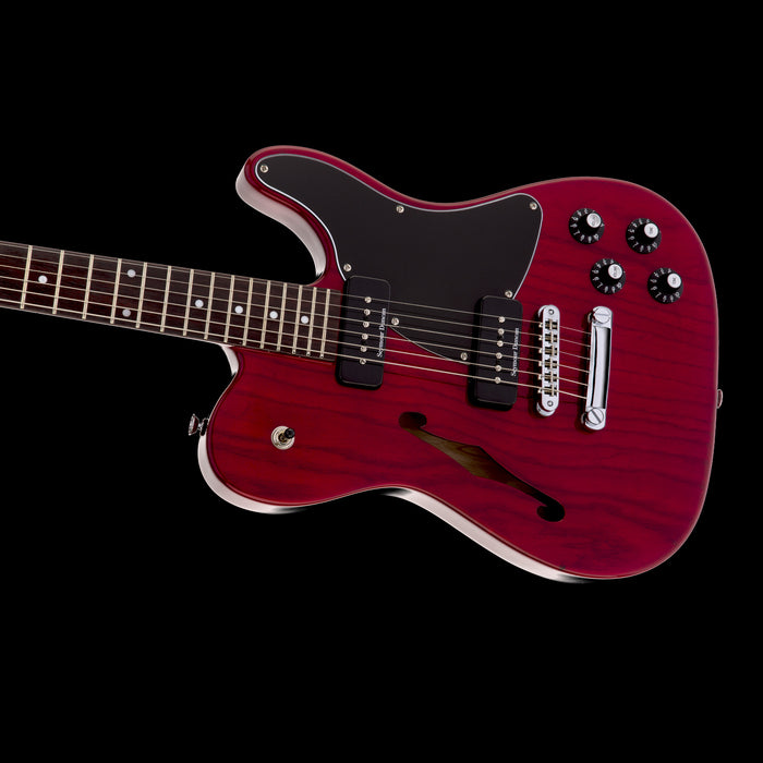 Fender Artist Series Jim Adkins JA-90 Telecaster Thinline Crimson Red Transparent Electric Guitar Contour Body Left