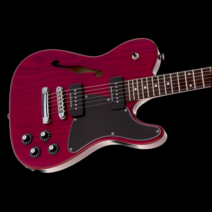 Fender Artist Series Jim Adkins JA-90 Telecaster Thinline Crimson Red Transparent Electric Guitar Contour Body Right