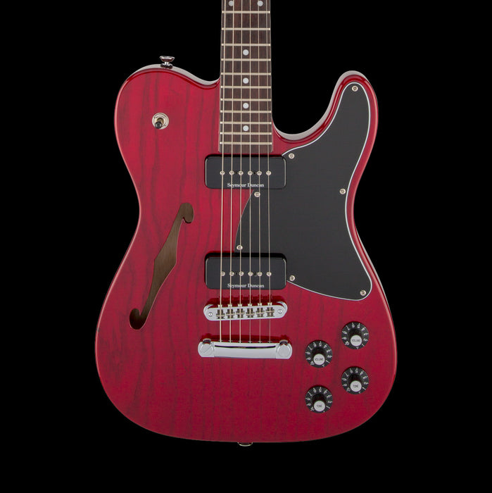 Fender Artist Series Jim Adkins JA-90 Telecaster Thinline Crimson Red Transparent Electric Guitar Front Crop