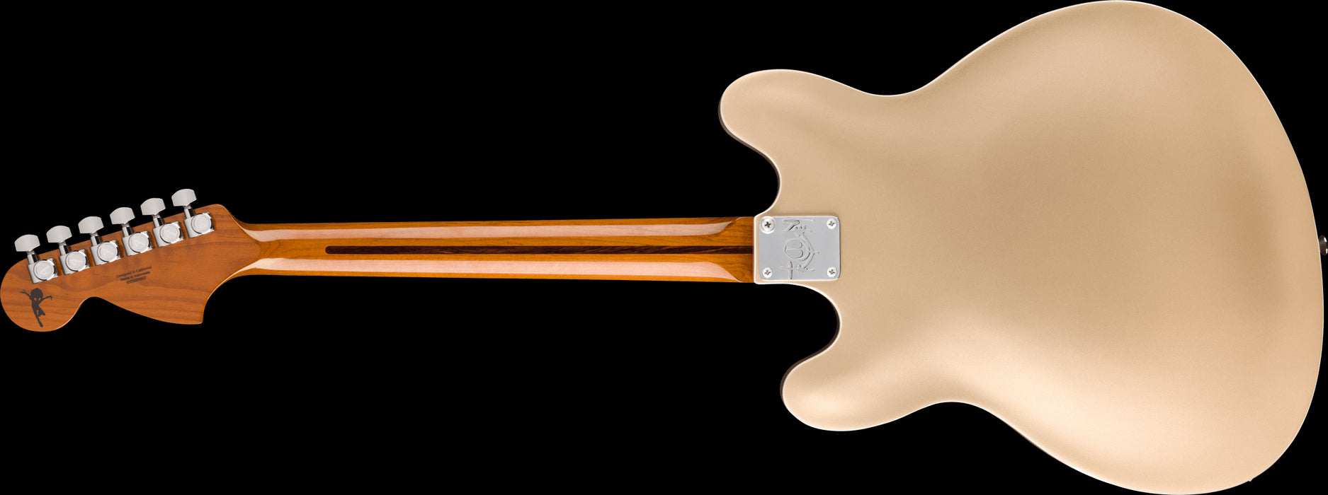 Fender Tom DeLonge Starcaster Chrome Hardware Satin Shoreline Gold Back