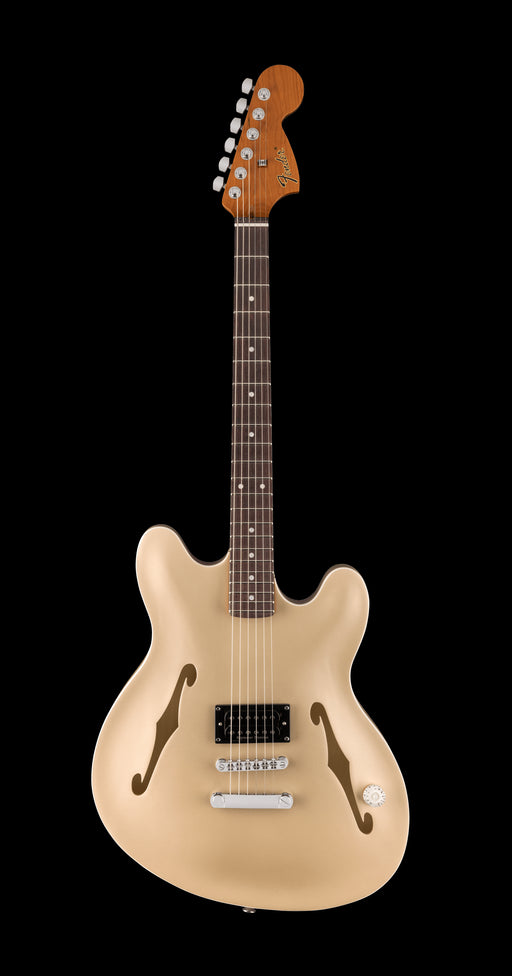 Fender Tom DeLonge Starcaster Chrome Hardware Satin Shoreline Gold Front Face