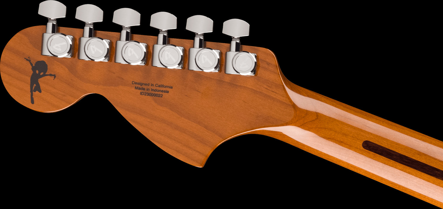 Fender Tom DeLonge Starcaster Chrome Hardware Satin Shoreline Gold Back Headstock