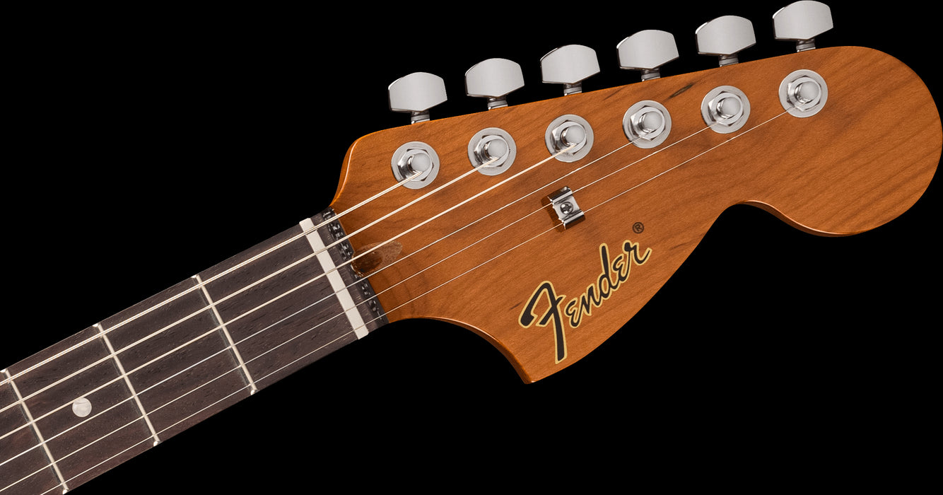 Fender Tom DeLonge Starcaster Chrome Hardware Satin Shoreline Gold Front Headstock