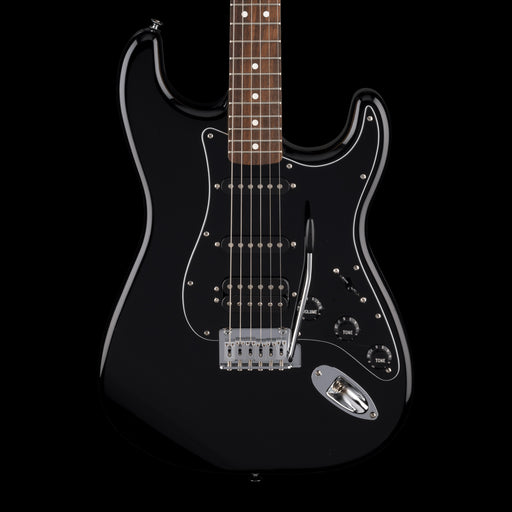 Fender Standard Stratocaster HSS Laurel Fingerboard Black Pickguard Black Electric Guitar Front Crop