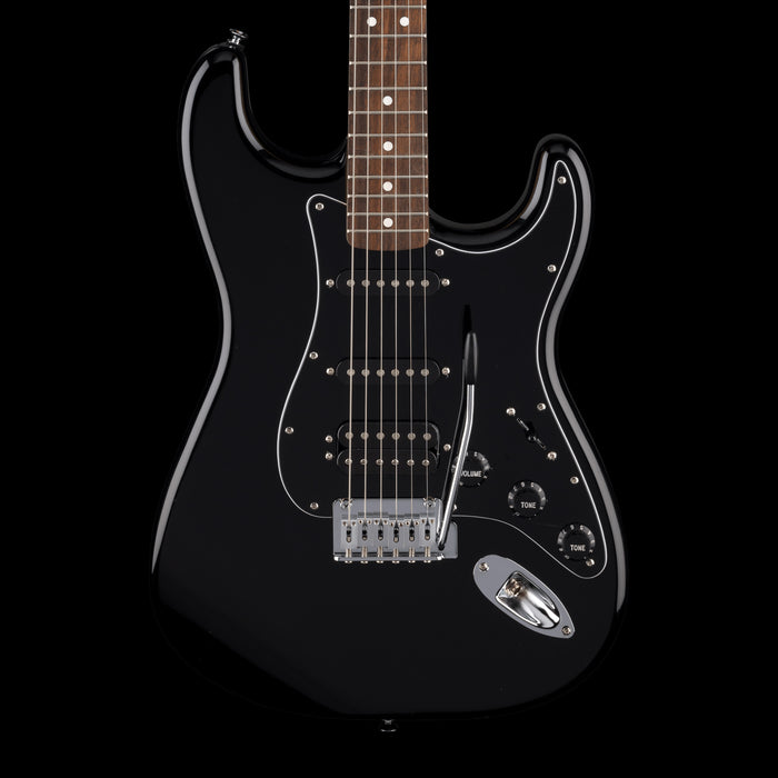 Fender Standard Stratocaster HSS Laurel Fingerboard Black Pickguard Black Electric Guitar Front Crop