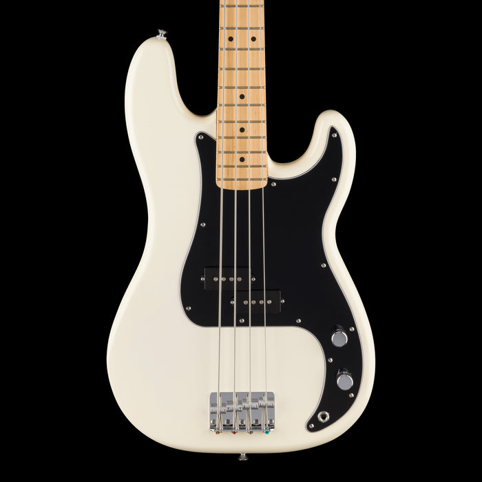 Fender Standard Precision Bass Maple Fingerboard Black Pickguard Olympic White Front Crop