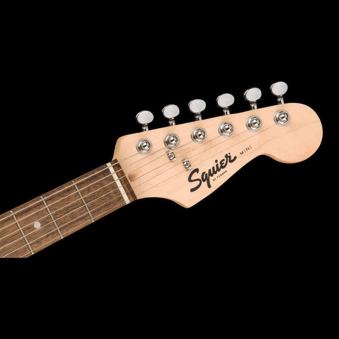 Squier Mini Stratocaster Laurel Fingerboard Shell Pink Electric Guitar Headstock 