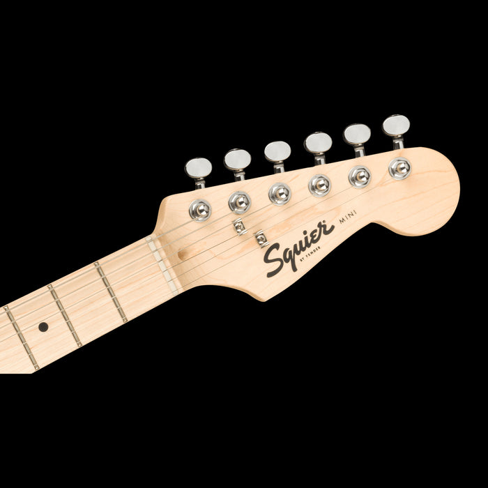 Squier Mini Jazzmaster HH Daphne Blue Electric Guitar Headstock Front
