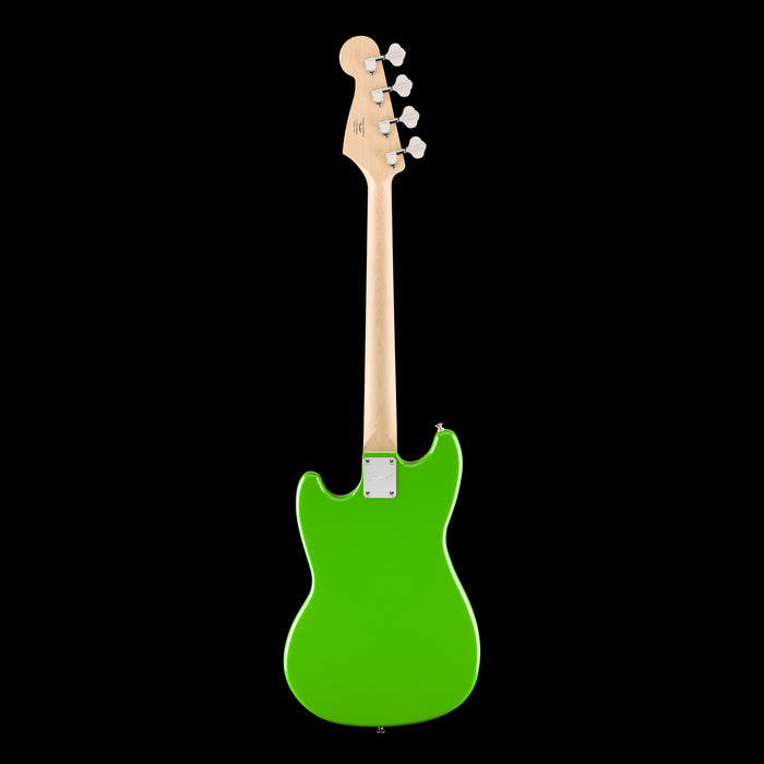 Squier FSR Sonic Bronco Bass Maple Fingerboard White Pickguard Lime Green Back
