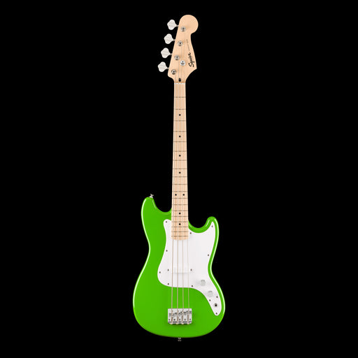 Squier FSR Sonic Bronco Bass Maple Fingerboard White Pickguard Lime Green Front 