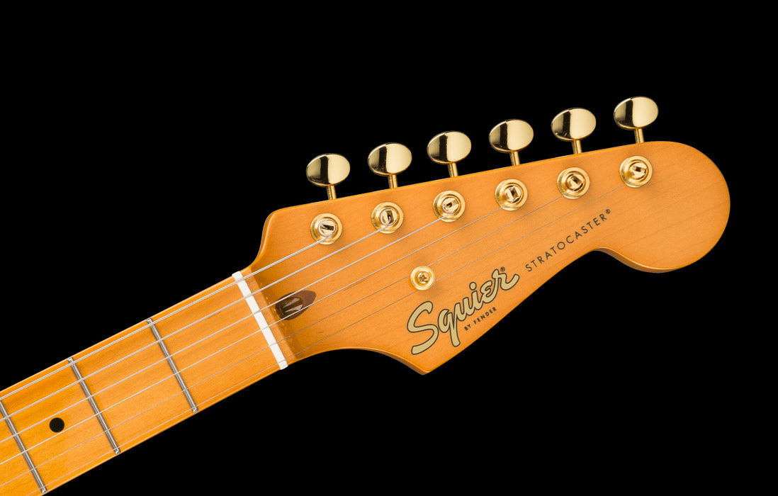Squier FSR Classic Vibe ‘50s Stratocaster Gold Hardware White Blonde Headstock