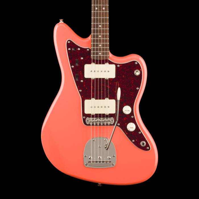 Squier Classic Vibe '60s Jazzmaster Laurel Fingerboard Tortoishell Pickguard Tahitian Coral Front Crop