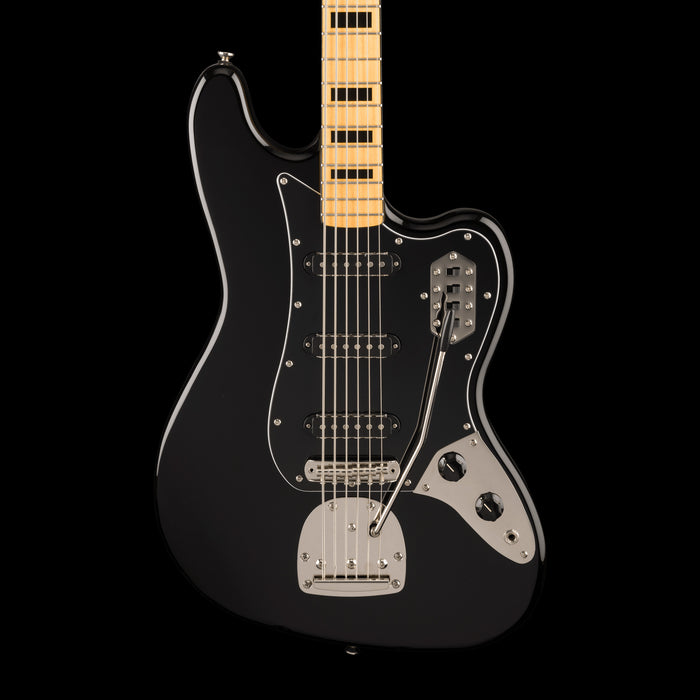 Squier FSR Limited Edition Classic Vibe Bass VI Black Bass with Matching Headstock Front Crop