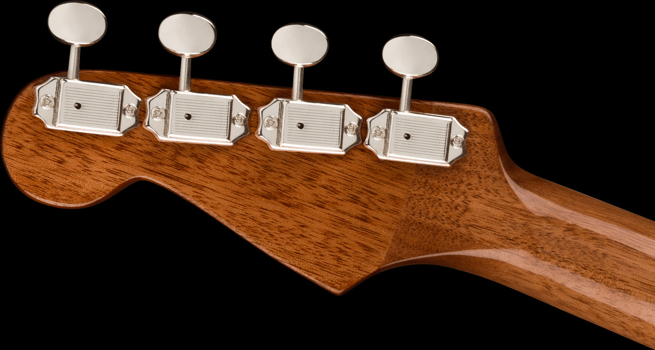 Fender Montecito Tenor Ukulele Shaded Edge Burst Headstock Back