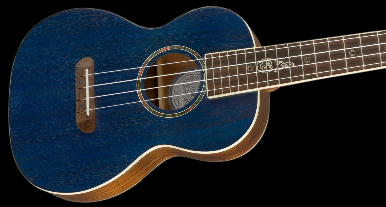 Fender Dhani Harrison Ukulele Sapphire Blue Closeup Body Right