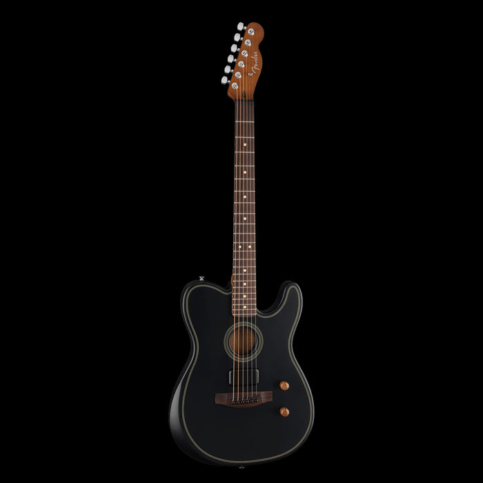 Fender Acoustasonic Standard Telecaster Black Front Angle 