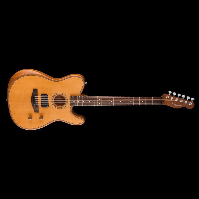 Fender Acoustasonic Standard Telecaster Aged Natural Acoustic Electric Guitar Front Angle