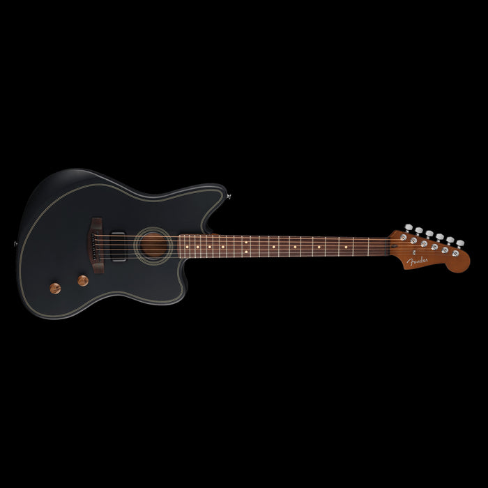 Fender Acoustasonic Standard Jazzmaster Black Acoustic Electric Guitar Front Angle
