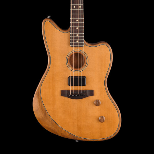 Fender Acoustasonic Standard Jazzmaster Aged Natural Acoustic Electric Guitar Front Crop