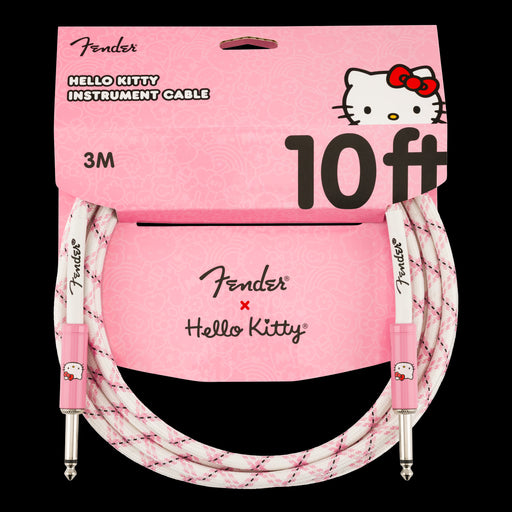 Fender x Hello Kitty White/Pink Woven Cable 10-ft. Front