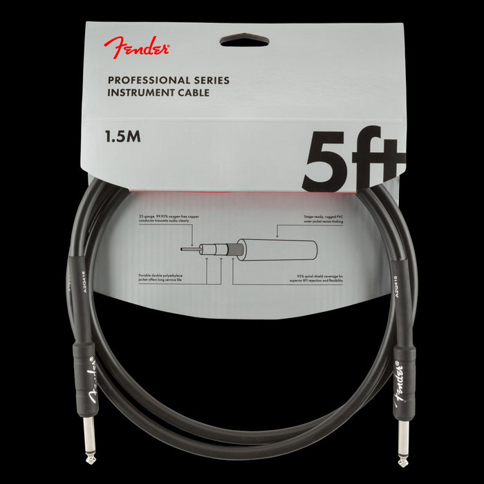 Fender Professional Series Instrument Cable Straight/Straight 5ft. Black Front Package