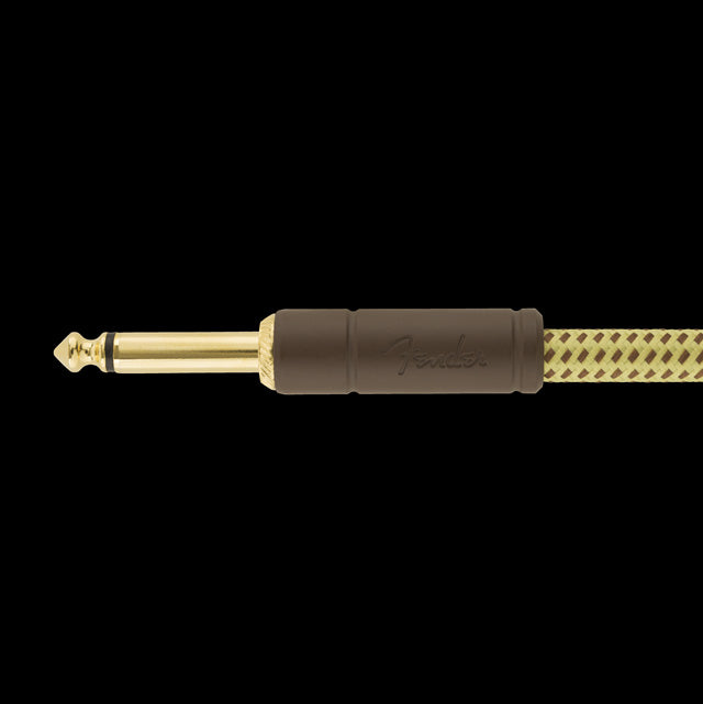 Fender Deluxe 25' Angle Instrument Cable Tweed Straight Plug