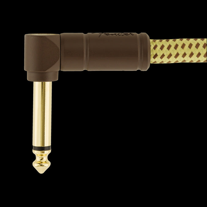 Fender Deluxe 25' Angle Instrument Cable Tweed Angle Plug 