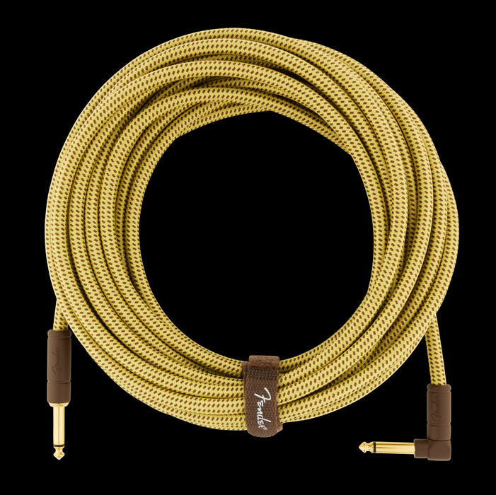 Fender Deluxe 25' Angle Instrument Cable Tweed Full