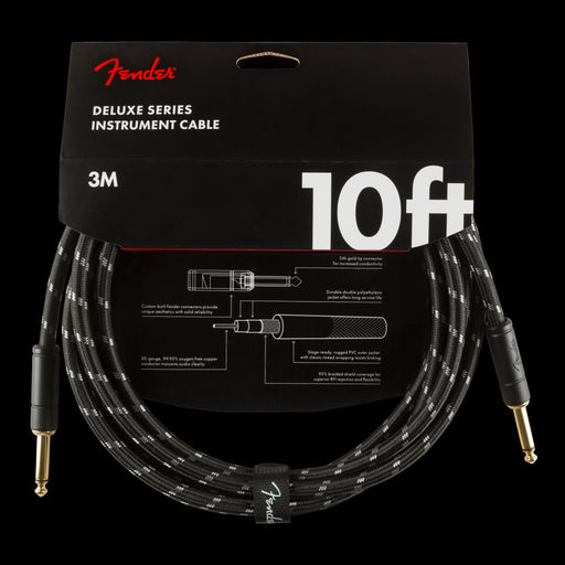 Fender Deluxe Series Instrument Cable Straight/Straight 10ft. Black Tweed Front Package