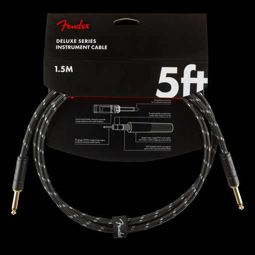 Fender Deluxe 5-ft. Instrument Cable Black Tweed Front Package
