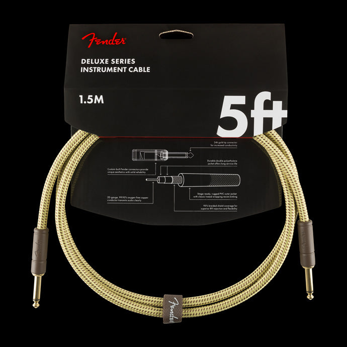 Fender Deluxe 5-ft. Instrument Cable Tweed Front Package