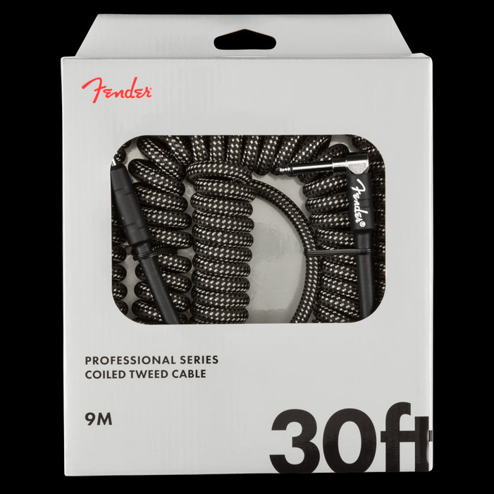 Fender Professional Series Coil Cable 30' Gray Tweed Front Box 