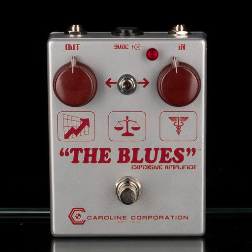 Used Caroline Guitar Company Limited Edition "The Blues" Expensive Amplifier Pedal Silver & Oxblood with Box