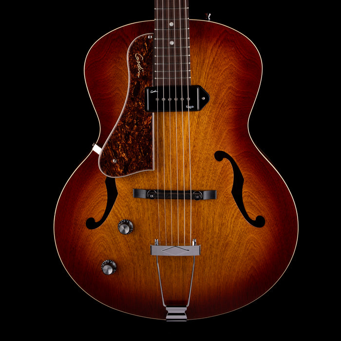 Pre Owned Godin 5th Avenue Kingpin P90 Cognac Burst Archtop Hollow-Body Left-Handed With OHSC
