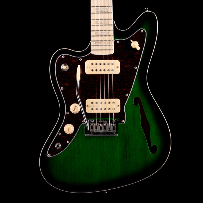 Pre Owned Revelation RJT-60M TL/LH Green Burst Left Handed Thinline Offset Electric Guitar