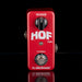 Red guitar effects pedal with 'HOF Mini' and 'tc electronic' branding on a black background