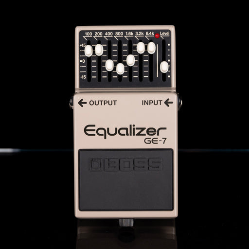 Boss GE-7 equalizer pedal on a black background