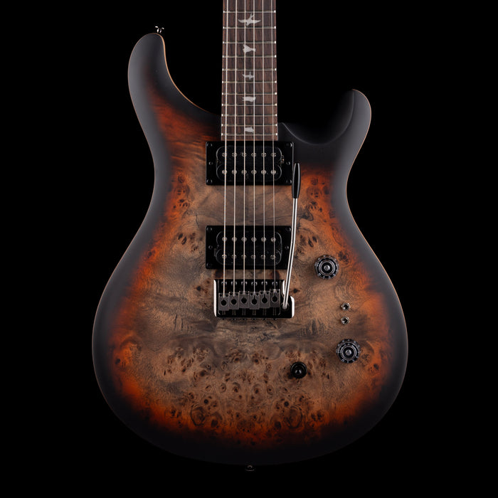 PRS SE Exotic Custom 24-08 Poplar Burls in Charcoal Cherry Midnight Burst With Gig Bag